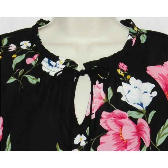Old Navy Dress NEW Womens XS Floral Print Swing Long Sleeve X SMALL 0 2 Black - Picture 8 of 8